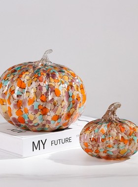 现代轻奢桌面琉璃摆件高r级感客厅酒柜玄关南瓜工艺品创意家居装