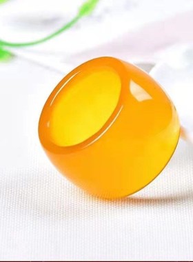天然黄玉石戒指玉髓指环男女款扳指红玉髓情侣特色装饰内径多款