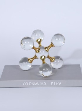 现代简约水晶球摆件创意几何圆球软装饰品分子球摆件样板间摆件