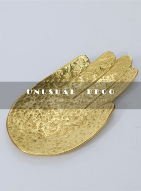 现代欧式样板间饰品铜质手掌形托盘样板房L间大厅客厅桌面饰品摆