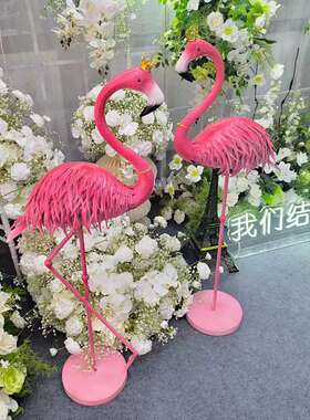 铁艺火烈鸟摆件户外工艺品家居花园橱窗拍照婚庆森系婚礼道具