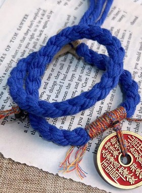 新中式山鬼花钱手链手搓棉线w藏式手绳朱砂山鬼花钱手绳藏手工编