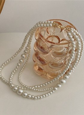 性感辣妹多层设i计珍珠文艺复古项链装饰小众气质颈链网红锁骨链