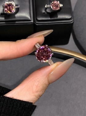 【细赏瑰丽】葡j萄紫仿锆石戒指合金中古时尚高颜值甜美女生指环