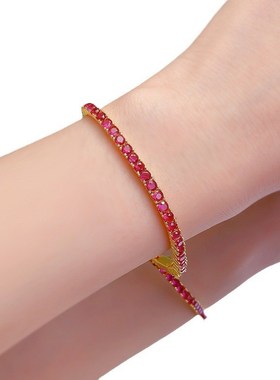 珠宝2024新款925银鸽血红满钻红钻手链日常经典时X尚OL直播款