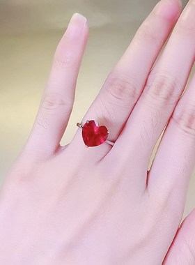 珠宝 2023新款925u银4克拉心形10*10高碳钻戒指爱心欧美简约