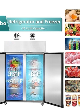 跨境外贸出口双门冷藏高身柜商用冷冻柜风冷无霜酒店厨房专用冰柜