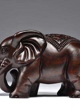 黑檀木雕大象摆件实木大号对象红木家居客厅玄关电视柜装饰工艺品
