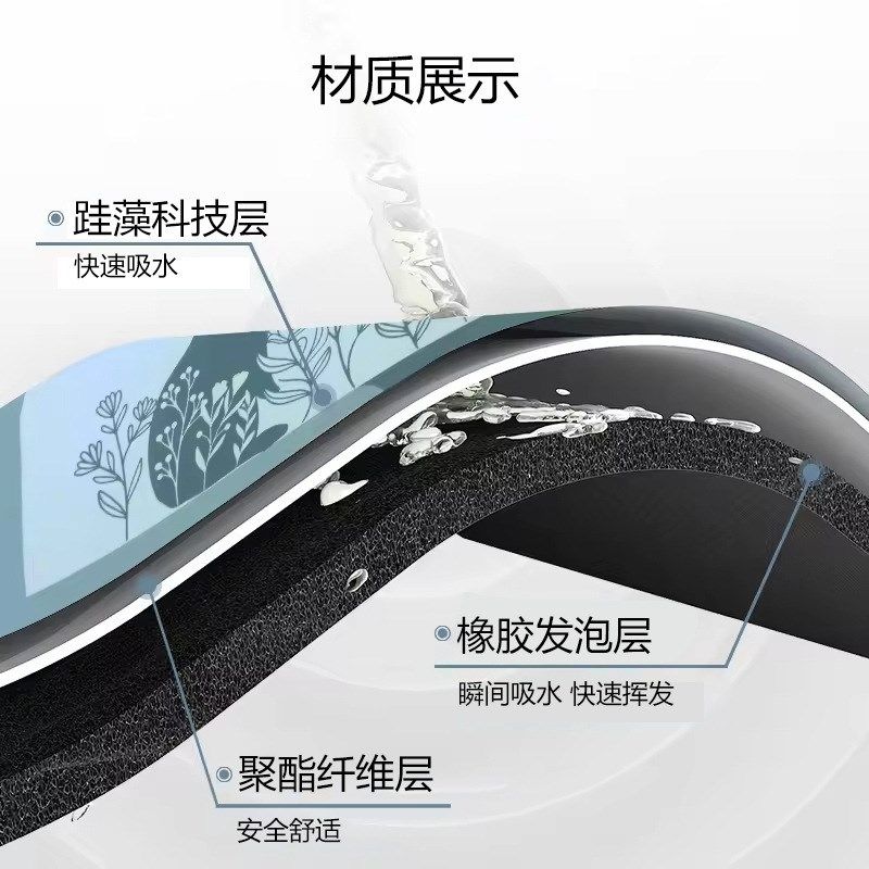 跨境浴室地垫跬藻泥厕所入户门垫家用卫生间脚垫吸水地毯防滑垫子,淘宝优惠券,粉丝福利购,淘宝优惠卷