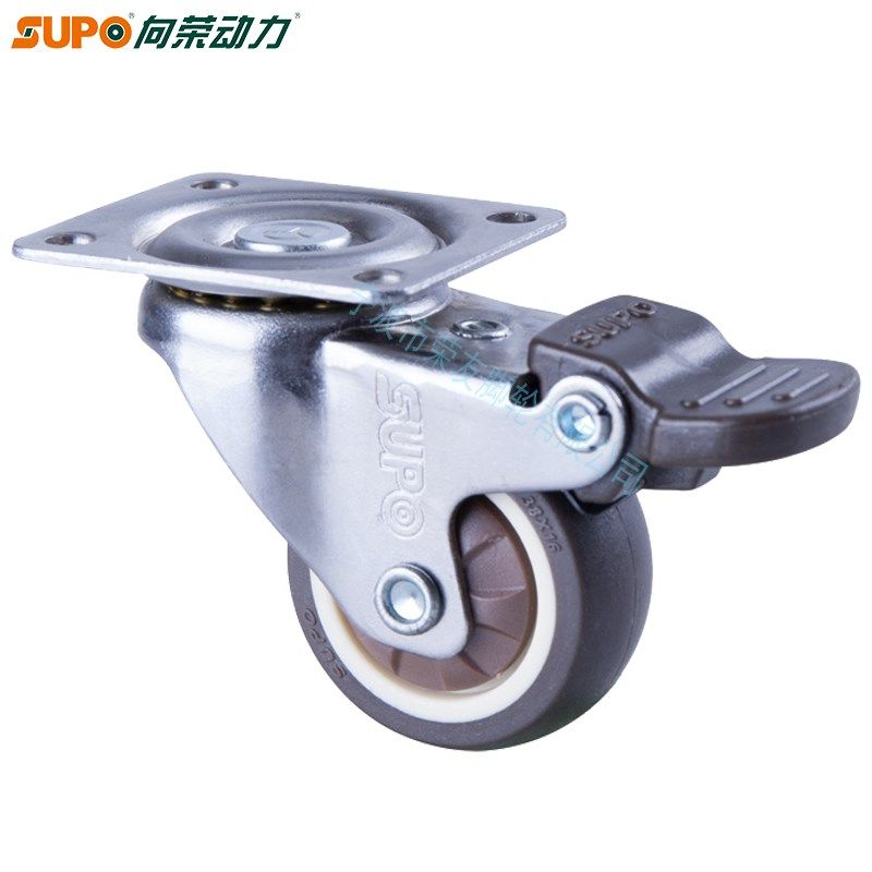 SUPO向荣脚轮1/1.25/1.5英寸单轴承人造胶TPR丝杆M6/8万向刹车轮,淘宝优惠券,粉丝福利购,淘宝优惠卷