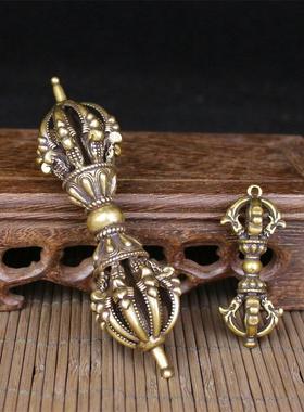 古法挂绳十字五股铜金刚杵吊坠挂件普巴韦陀秽迹法器配饰品手把件