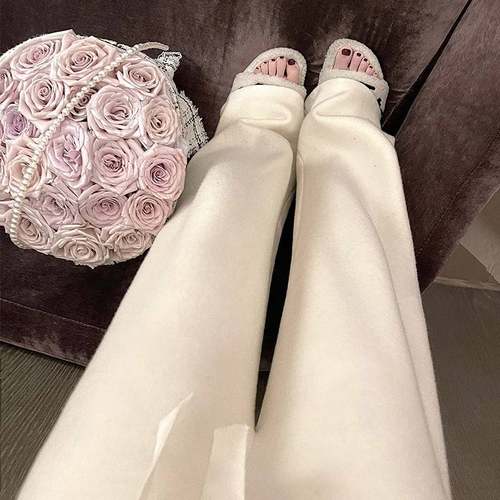 盘盘/PP221124本垂命裤裤/绒包兔芯纱加绒秋针织裤女冬款直筒裤坠 - 图3