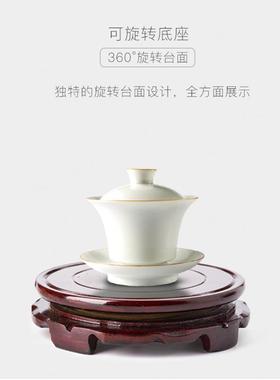 实木底座花盆鱼缸花瓶香炉佛像铜器工艺品摆件木质圆形底座可旋转