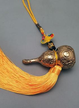 百草铜葫芦六字铜葫芦挂件二黑健康中式家居真言挂饰大小号