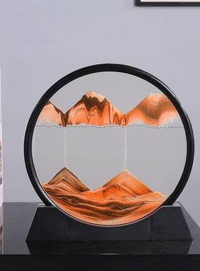 流沙画 画摆件沙漏3D立体山水画 画家居风水办公室装饰创意轻奢治