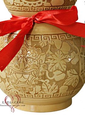 雕刻开口 桃木葫芦工艺品26cm 太极图 招财办公室 家居桌面摆件