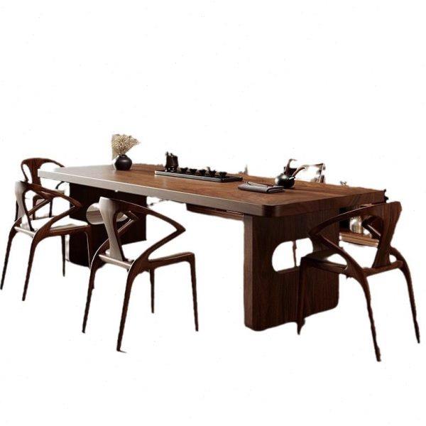 南美胡桃木茶桌椅组合一桌五椅家用客厅实木大板泡茶台新中式茶几,淘宝优惠券,粉丝福利购,淘宝优惠卷