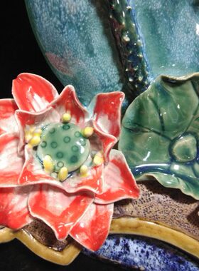 陶瓷工艺品摆件 玉璧荷花 平安如意  石湾公仔 家居饰品客厅摆设