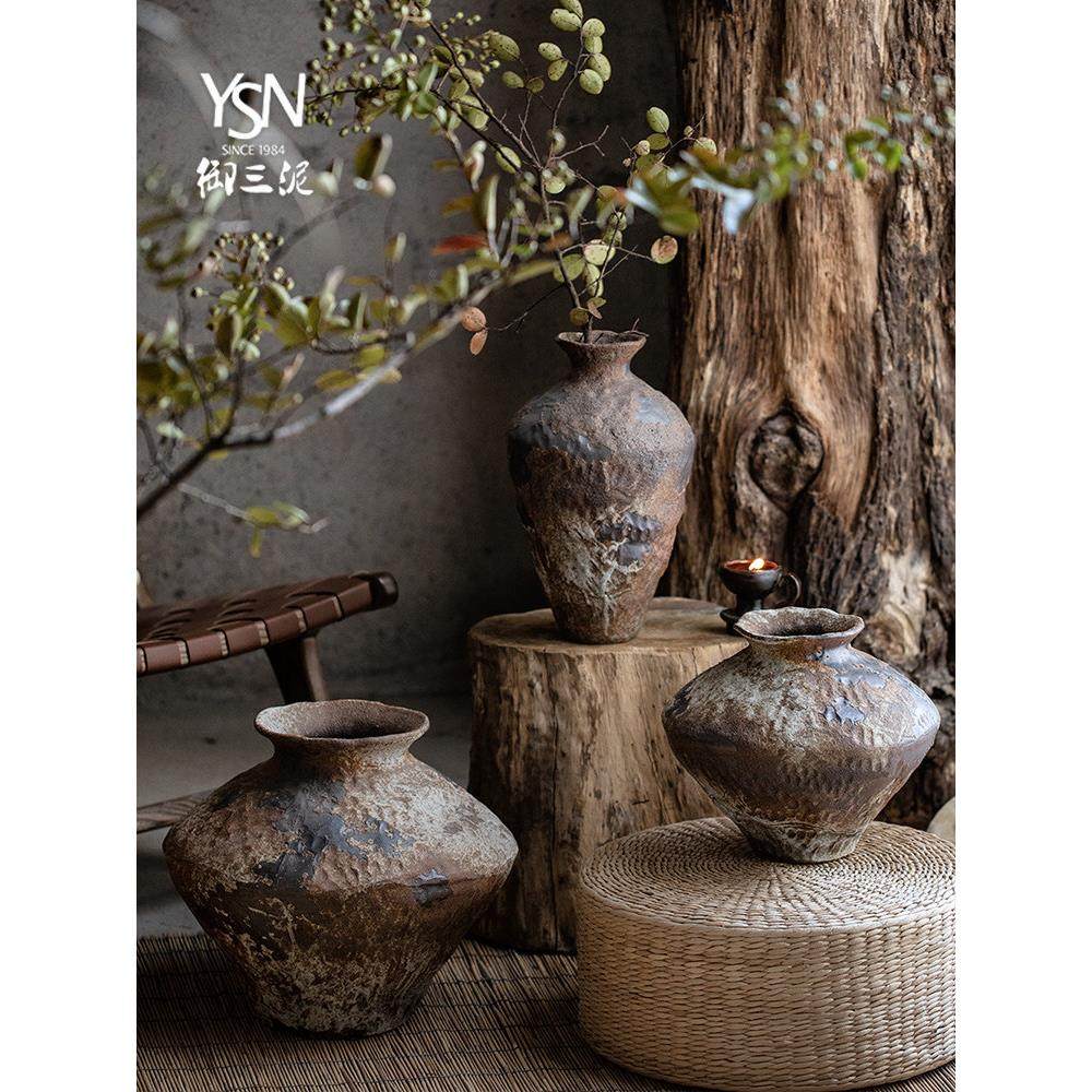 陶瓷花瓶粗陶罐瓶插干花复古手工民宿酒店玄关侘寂风高级感大摆件,淘宝优惠券,粉丝福利购,淘宝优惠卷