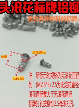 铝标牌铆钉 滚花铝铆钉 铭牌铆钉 标牌铆钉M2-M4长度齐全