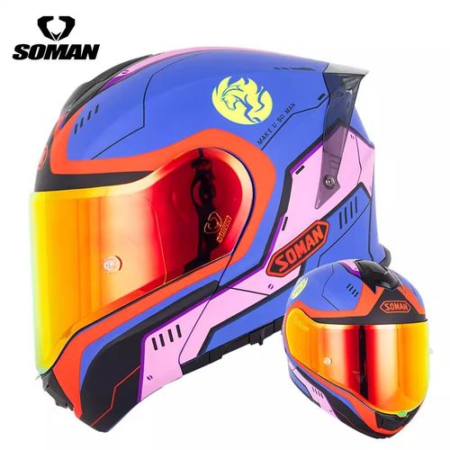 soman 965摩托车头盔揭面盔男女3C认证全盔大码机车双镜片全盔4XL - 图3