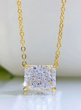 珠宝 2023新款S925银镶嵌4克拉K长方形白钻时尚百搭气质女款