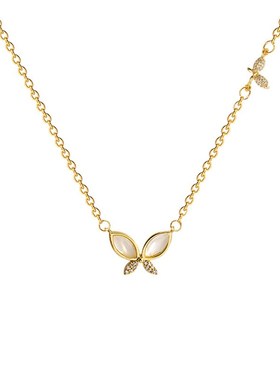 猫眼石蝴蝶项链女k小众设计高级感钛钢锁骨链冷淡风简约气质颈链