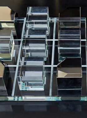 现代北欧水晶棋盘摆件轻奢极简样板房售楼部茶几几何九宫格装饰品