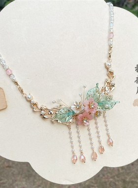 秋夜月原创 《樱落》项圈流苏璎珞仙气百搭古Y风颈饰配饰