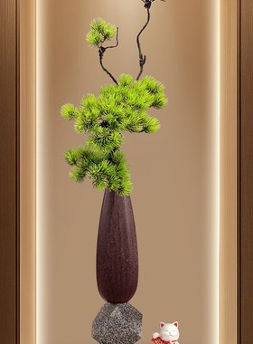 入户玄关细长竖高级感花瓶摆件时来运转客厅壁龛意式X中古陶瓷装