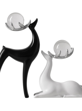 贝汉美水晶球麋鹿摆件轻奢家居客厅玄关电视柜酒柜创意装饰品