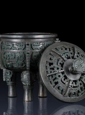 纯黄铜入己鼎炉摆件香炉办公室家居装饰品铜鼎工艺品仿古聚财鼎