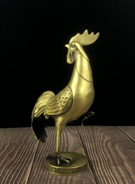 纯铜公鸡摆件黄铜金鸡独立招财铜鸡客厅金属桌面装饰中式工艺礼品