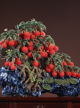 石湾陶瓷荔枝摆件客厅玄关酒柜办公室工艺品装饰开业乔迁新居礼品