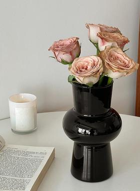 中古复古法式ins风餐桌装饰书房玻璃花瓶摆件客厅插花鲜花仿真花