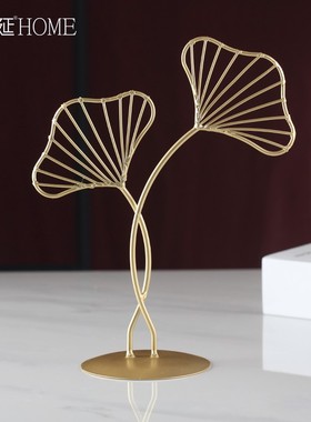 北欧轻奢创意银杏叶摆件现代简约客厅玄关酒柜电S视柜装饰品小摆