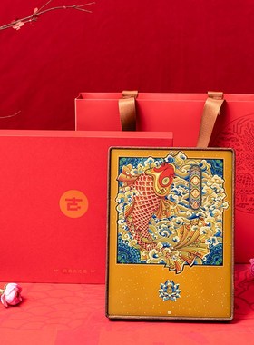 鱼跃龙门新中式锦l鲤摆饰吉祥入户客厅相框摆台送礼礼盒装桌面摆