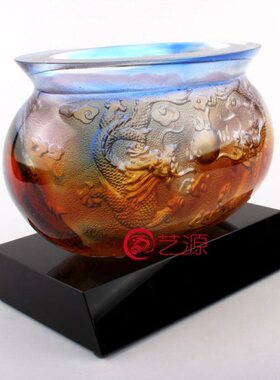 琉璃摆件聚宝盆龙宝盆招财创意家居饰品商务礼品乔迁开业礼品礼物