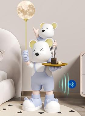 网红暴力熊客厅大型落地摆件电视柜沙发旁托盘装饰灯乔迁新居礼品