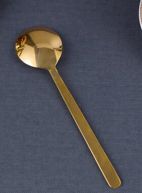 瑞象 黄铜西餐勺子加厚大号长柄吃饭铜勺子家用铜餐具西餐餐具