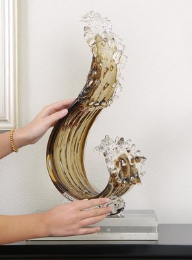 现代轻奢招财琉璃风生水起工艺摆件客厅玄关酒店大堂书房装饰摆设