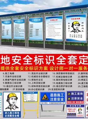 建筑五牌一图工地标识牌围挡施工警示牌晴雨表八大员岗位职责