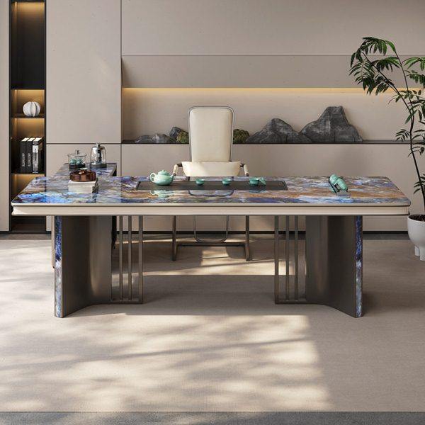 蓝石奢石岩板茶台桌现茶桌椅组合简约轻奢级感公室泡茶台,淘宝优惠券,粉丝福利购,淘宝优惠卷