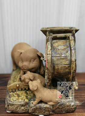 陶瓷工艺品 石湾公仔 猪 丰衣足食 生肖