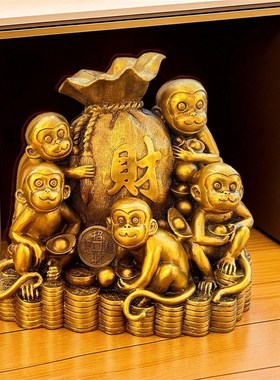 铜猴子 猴子 柜台装饰  前台铜猴摆件 前台装饰品