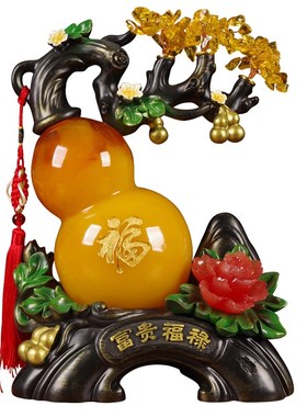招财葫芦摆件带底座工艺品摆设玄关招财福禄酒柜装饰乔迁开业礼品