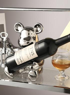 暴力熊玄关酒托红酒架摆件家居客厅酒柜电视柜装饰品高级感礼物