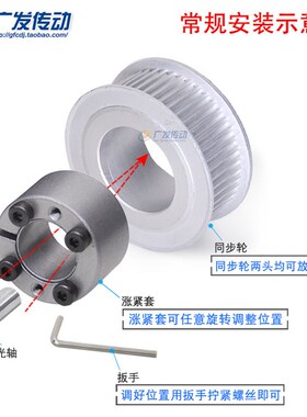 涨紧套同步轮3M60齿 3M60T免键胀套同步轮 3M同步皮带轮槽宽11/16