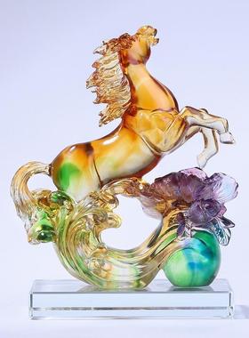 琉璃生肖马摆件马上富贵中式客厅办公桌面装饰工艺品乔迁生日礼物