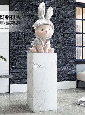 轻奢兔子大型落地摆件客厅家居饰品大理石样板间展厅开业乔迁礼品